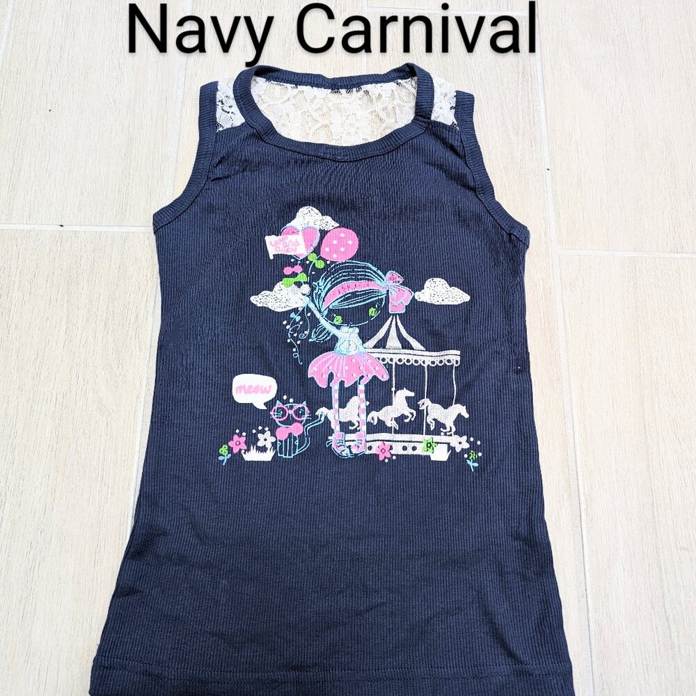 Girls Printed Cute Ribbed Cotton Blend Tank Top With Netted Back ,Soft and comfy